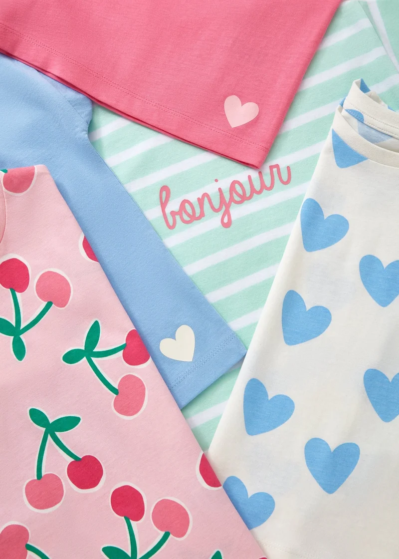 ماتلان 5 Pack Girls Pink Cherry T-Shirts